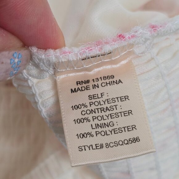 Vintage Y2K 90s Prairie Cottagecore Pink Wihte Floral Smocked Cropped Top - Picture 11 of 11